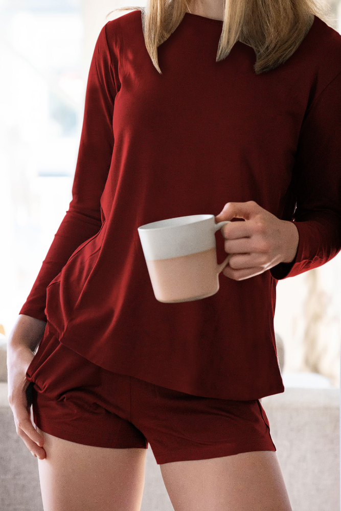 PIMA COTTON LONG SLEEVE SHORT SET